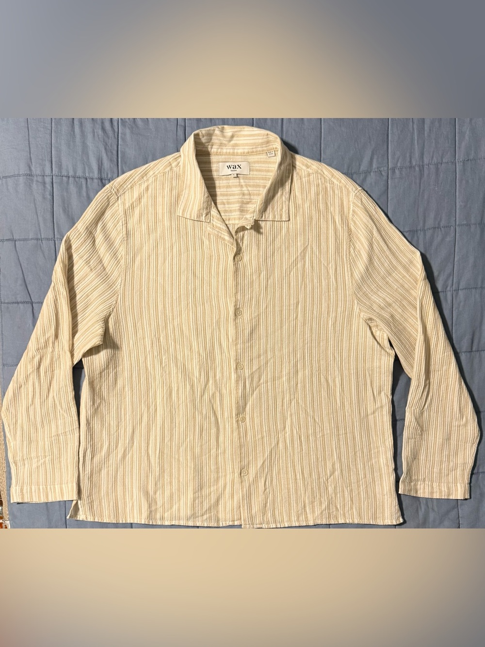 Wax London Corey Natural Twisted Stripe Long Sleeve Shirt Men’s XL